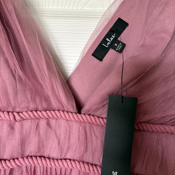 Pink Mesh Pleated Sleeveless Midi Dress - Picture 4 of 7